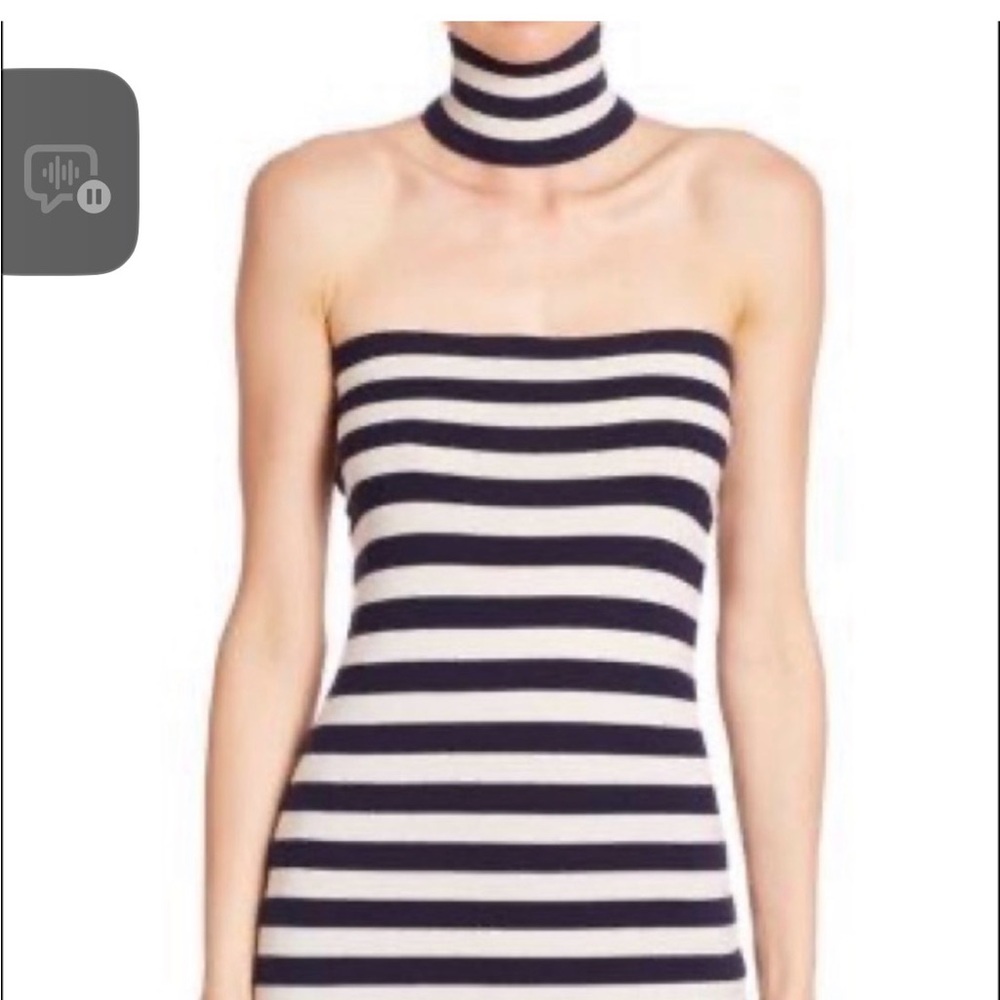 Michael Kors Collection Navy and Cream Striped Sweatshirt